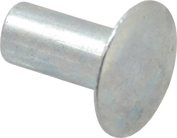 RivetKing - 0.1 to 0.17" Hole Diam, Round Head, Zinc Plated Steel, Semi Tubular Rivet - 5/16 Head Diam, 5/16" Length Under Head, 9/64 Body Diam - USA Tool & Supply