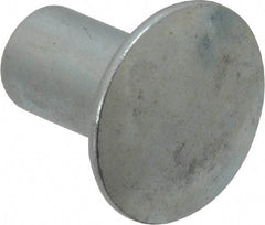 RivetKing - 0.134 to 0.141" Hole Diam, Round Head, Zinc Plated Steel, Semi Tubular Rivet - 3/8 Head Diam, 5/16" Length Under Head, 3/16 Body Diam - USA Tool & Supply