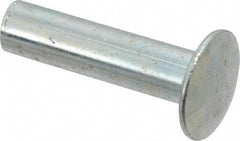 RivetKing - 0.134 to 0.141" Hole Diam, Round Head, Zinc Plated Steel, Semi Tubular Rivet - 3/8 Head Diam, 3/4" Length Under Head, 3/16 Body Diam - USA Tool & Supply