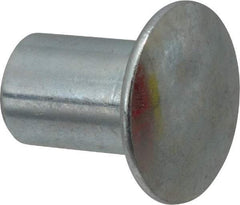 RivetKing - 0.176 to 0.184" Hole Diam, Round Head, Zinc Plated Steel, Semi Tubular Rivet - 7/16 Head Diam, 3/8" Length Under Head, 1/4 Body Diam - USA Tool & Supply