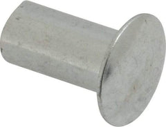 RivetKing - 0.176 to 0.184" Hole Diam, Round Head, Zinc Plated Steel, Semi Tubular Rivet - 7/16 Head Diam, 1/2" Length Under Head, 1/4 Body Diam - USA Tool & Supply