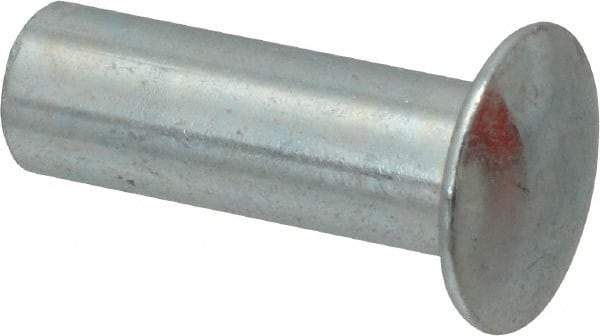 RivetKing - 0.176 to 0.184" Hole Diam, Round Head, Zinc Plated Steel, Semi Tubular Rivet - 7/16 Head Diam, 3/4" Length Under Head, 1/4 Body Diam - USA Tool & Supply