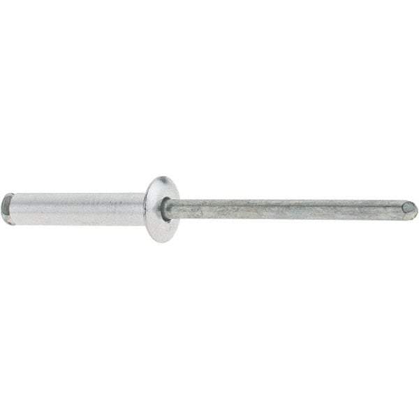 RivetKing - Dome Head Aluminum Peel Blind Rivet - Steel Mandrel, 0.188" to 0.748" Grip, 3/8" Head Diam, 0.196" Max Hole Diam, 0.945 to 0.984" Length Under Head, 3/16" Body Diam - USA Tool & Supply