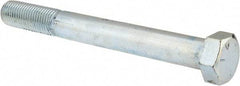 Made in North America - 1-1/4 - 7 UNC, 11" Length Under Head Hex Head Cap Screw - Partially Threaded, Grade 5 Steel, Zinc-Plated Finish, 1-7/8" Hex - USA Tool & Supply