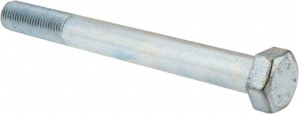 Value Collection - 1-1/4 - 7 UNC, 12" Length Under Head Hex Head Cap Screw - Partially Threaded, Grade 5 Steel, Zinc-Plated Finish, 1-7/8" Hex - USA Tool & Supply