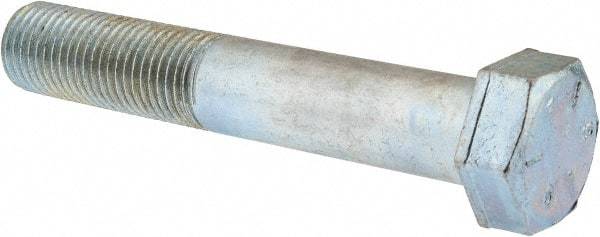 Value Collection - 1-1/2 - 6 UNC, 9" Length Under Head Hex Head Cap Screw - Partially Threaded, Grade 5 Steel, Zinc-Plated Finish, 2-1/4" Hex - USA Tool & Supply