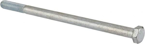 Made in USA - 3/8-16 UNC, 6-1/2" Length Under Head Hex Head Cap Screw - Partially Threaded, Grade 5 Steel, Zinc-Plated Finish, 9/16" Hex - USA Tool & Supply