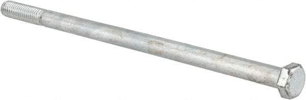 Made in USA - 3/8-16 UNC, 7-1/2" Length Under Head Hex Head Cap Screw - Partially Threaded, Grade 5 Steel, Zinc-Plated Finish, 9/16" Hex - USA Tool & Supply