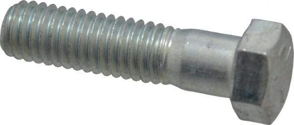 Made in USA - 7/16-14 UNC, 1-3/4" Length Under Head Hex Head Cap Screw - Partially Threaded, Grade 5 Steel, Zinc-Plated Finish, 5/8" Hex - USA Tool & Supply