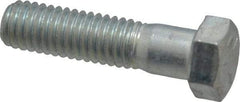 Made in USA - 7/16-14 UNC, 1-3/4" Length Under Head Hex Head Cap Screw - Partially Threaded, Grade 5 Steel, Zinc-Plated Finish, 5/8" Hex - USA Tool & Supply