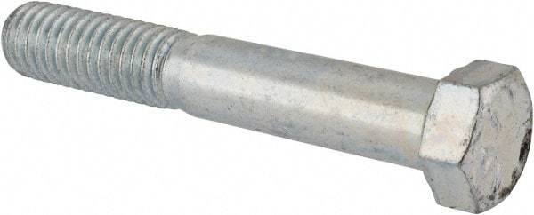 Made in USA - 7/16-14 UNC, 2-3/4" Length Under Head Hex Head Cap Screw - Partially Threaded, Grade 5 Steel, Zinc-Plated Finish, 5/8" Hex - USA Tool & Supply