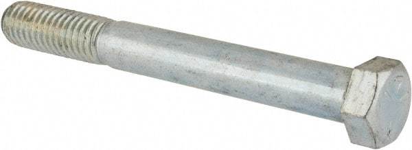 Made in USA - 7/16-14 UNC, 3-3/4" Length Under Head Hex Head Cap Screw - Partially Threaded, Grade 5 Steel, Zinc-Plated Finish, 5/8" Hex - USA Tool & Supply