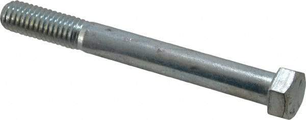 Made in USA - 7/16-14 UNC, 4" Length Under Head Hex Head Cap Screw - Partially Threaded, Grade 5 Steel, Zinc-Plated Finish, 5/8" Hex - USA Tool & Supply