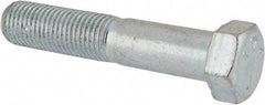 Made in USA - 7/16-20 UNF, 2-1/4" Length Under Head Hex Head Cap Screw - Partially Threaded, Grade 5 Steel, Zinc-Plated Finish, 5/8" Hex - USA Tool & Supply