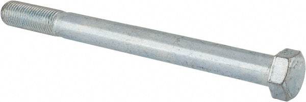 Made in USA - 7/16-20 UNF, 5" Length Under Head Hex Head Cap Screw - Partially Threaded, Grade 5 Steel, Zinc-Plated Finish, 5/8" Hex - USA Tool & Supply