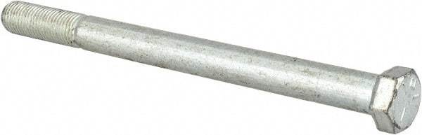 Made in USA - 7/16-20 UNF, 5-1/2" Length Under Head Hex Head Cap Screw - Partially Threaded, Grade 5 Steel, Zinc-Plated Finish, 5/8" Hex - USA Tool & Supply