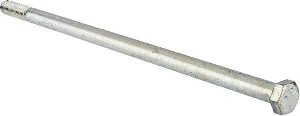 Value Collection - 1/2-13 UNC, 12" Length Under Head Hex Head Cap Screw - Partially Threaded, Grade 5 Steel, Zinc-Plated Finish, 3/4" Hex - USA Tool & Supply