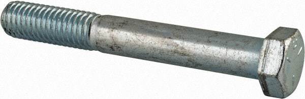 Made in USA - 1/2-13 UNC, 3-3/4" Length Under Head Hex Head Cap Screw - Partially Threaded, Grade 5 Steel, Zinc-Plated Finish, 3/4" Hex - USA Tool & Supply