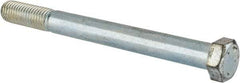 Made in USA - 9/16-12 UNC, 6" Length Under Head Hex Head Cap Screw - Partially Threaded, Grade 5 Steel, Zinc-Plated Finish, 13/16" Hex - USA Tool & Supply