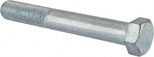 Made in USA - 9/16-18 UNF, 4" Length Under Head Hex Head Cap Screw - Partially Threaded, Grade 5 Steel, Zinc-Plated Finish, 13/16" Hex - USA Tool & Supply