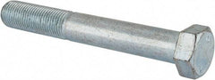 Made in USA - 9/16-18 UNF, 4" Length Under Head Hex Head Cap Screw - Partially Threaded, Grade 5 Steel, Zinc-Plated Finish, 13/16" Hex - USA Tool & Supply