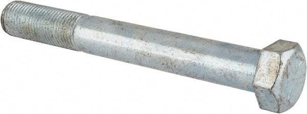 Made in USA - 9/16-18 UNF, 4-1/2" Length Under Head Hex Head Cap Screw - Partially Threaded, Grade 5 Steel, Zinc-Plated Finish, 13/16" Hex - USA Tool & Supply