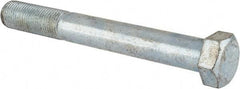Made in USA - 9/16-18 UNF, 4-1/2" Length Under Head Hex Head Cap Screw - Partially Threaded, Grade 5 Steel, Zinc-Plated Finish, 13/16" Hex - USA Tool & Supply