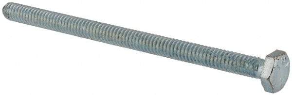 Made in USA - 1/4-20 UNC, 4" Length Under Head Hex Head Cap Screw - Fully Threaded, Grade 5 Steel, Zinc-Plated Finish, 7/16" Hex - USA Tool & Supply