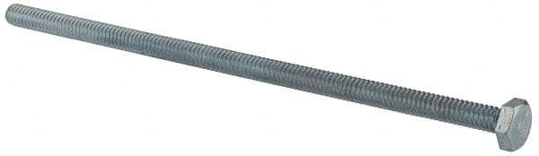 Made in North America - 1/4-20 UNC, 6" Length Under Head Hex Head Cap Screw - Fully Threaded, Grade 5 Steel, Zinc-Plated Finish, 7/16" Hex - USA Tool & Supply