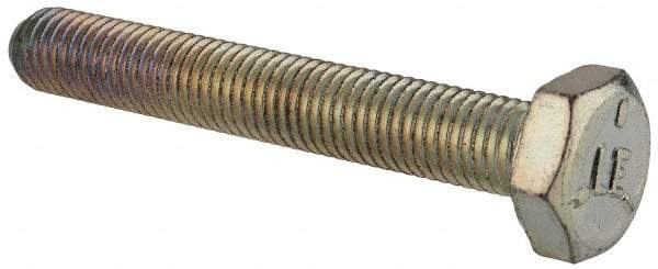 Made in USA - 1/4-28 UNF, 1-3/4" Length Under Head Hex Head Cap Screw - Fully Threaded, Grade 5 Steel, Zinc-Plated Finish, 7/16" Hex - USA Tool & Supply