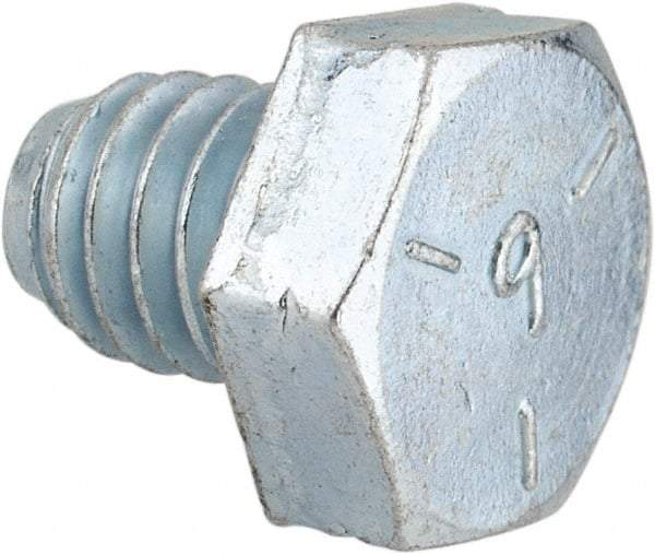 Made in North America - 5/16-18 UNC, 3/8" Length Under Head Hex Head Cap Screw - Fully Threaded, Grade 5 Steel, Zinc-Plated Finish, 1/2" Hex - USA Tool & Supply