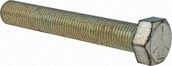 Made in USA - 3/8-24 UNF, 2-1/2" Length Under Head Hex Head Cap Screw - Fully Threaded, Grade 5 Steel, Zinc-Plated Finish, 9/16" Hex - USA Tool & Supply