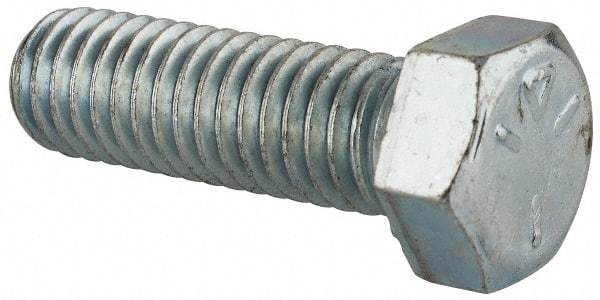Value Collection - 7/16-14 UNC, 1-3/8" Length Under Head Hex Head Cap Screw - Partially Threaded, Grade 5 Steel, Zinc-Plated Finish, 5/8" Hex - USA Tool & Supply