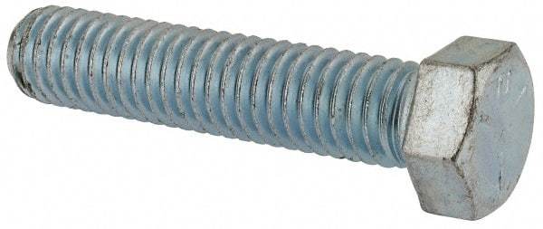 Made in USA - 7/16-14 UNC, 2" Length Under Head Hex Head Cap Screw - Fully Threaded, Grade 5 Steel, Zinc-Plated Finish, 5/8" Hex - USA Tool & Supply
