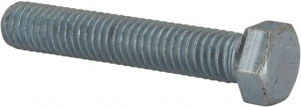 Made in USA - 7/16-14 UNC, 2-1/2" Length Under Head Hex Head Cap Screw - Fully Threaded, Grade 5 Steel, Zinc-Plated Finish, 5/8" Hex - USA Tool & Supply