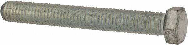 Made in USA - 7/16-14 UNC, 3-1/2" Length Under Head Hex Head Cap Screw - Fully Threaded, Grade 5 Steel, Zinc-Plated Finish, 5/8" Hex - USA Tool & Supply