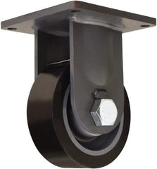 Hamilton - 8" Diam x 3" Wide x 11" OAH Top Plate Mount Rigid Caster - Polyurethane Mold on Forged Steel, 4,500 Lb Capacity, Tapered Roller Bearing, 8-1/2 x 8-1/2" Plate - USA Tool & Supply