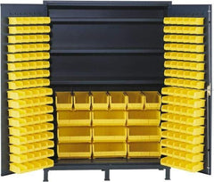 Valley Craft - 3 Shelf 185 Bin Storage Cabinet - Steel, 60" Wide x 24" Deep x 84" High, Gray - USA Tool & Supply