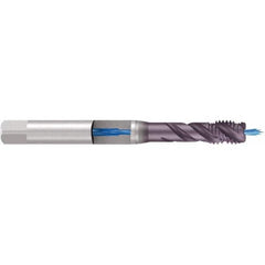Emuge - 3/8-16 UNC, 3 Flute, TiCN Finish Cobalt Medium Spiral Flute Tap - USA Tool & Supply