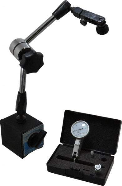 Value Collection - 0.0005" Graduation, 0-15-0 Dial Reading, Indicator & Base Kit - 2-1/2" Base Length x 2" Base Width x 2-1/8" Base Height - USA Tool & Supply