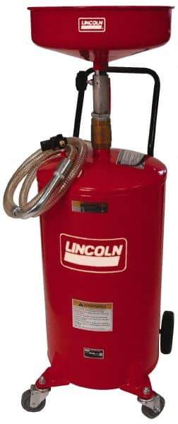 Lincoln - 18 Gal Pressurized Evacuation Drain Container with Casters - Red with 14" Bowl, 40" Long Hose - USA Tool & Supply