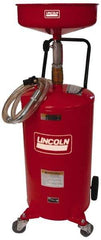 Lincoln - 18 Gal Pressurized Evacuation Drain Container with Casters - Red with 14" Bowl, 40" Long Hose - USA Tool & Supply