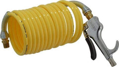 Coilhose Pneumatics - 1/4" ID Thumb Lever Air Gun - 12' Long Nylon Hose - USA Tool & Supply