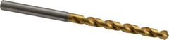 OSG - #3 120° Vanadium High Speed Steel Jobber Drill - TiN Finish, Right Hand Cut, Spiral Flute, Straight Shank, 101mm OAL, Standard Point - USA Tool & Supply