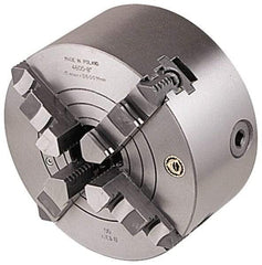 Bison - 4 Jaws, 12" Diam, Combination Independent & Self Centering Manual Lathe Chuck - Plain Back Mount Spindle, Reversible, 1,500 Max RPM, 4.05" Through Hole Diam, Cast Iron - USA Tool & Supply
