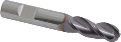 Niagara Cutter - 3/8" Diam, 1" LOC, 3 Flute Solid Carbide Ball End Mill - TiAlN Finish, Single End, 2-1/2" OAL, 3/8" Shank Diam, Spiral Flute - USA Tool & Supply