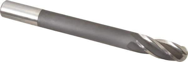 Hertel - 1" Diam, 2-1/2" LOC, 4 Flute High Speed Steel Ball End Mill - Uncoated, Single End, 10-1/4" OAL, 1" Shank Diam - USA Tool & Supply