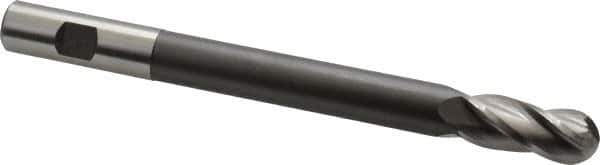 Hertel - 5/8" Diam, 1-1/2" LOC, 4 Flute High Speed Steel Ball End Mill - Uncoated, Single End, 7-1/8" OAL, 5/8" Shank Diam - USA Tool & Supply