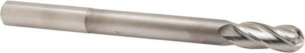 Hertel - 1/2" Diam, 1-1/4" LOC, 4 Flute High Speed Steel Ball End Mill - Uncoated, Single End, 6" OAL, 1/2" Shank Diam - USA Tool & Supply