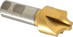 Hertel - 1/2" Radius, 1-1/2" Mill Diam, 4 Flute High Speed Steel Corner Rounding End Mill - Single End, TiN Finish, 4-1/8" OAL, 1" Shank Diam - USA Tool & Supply